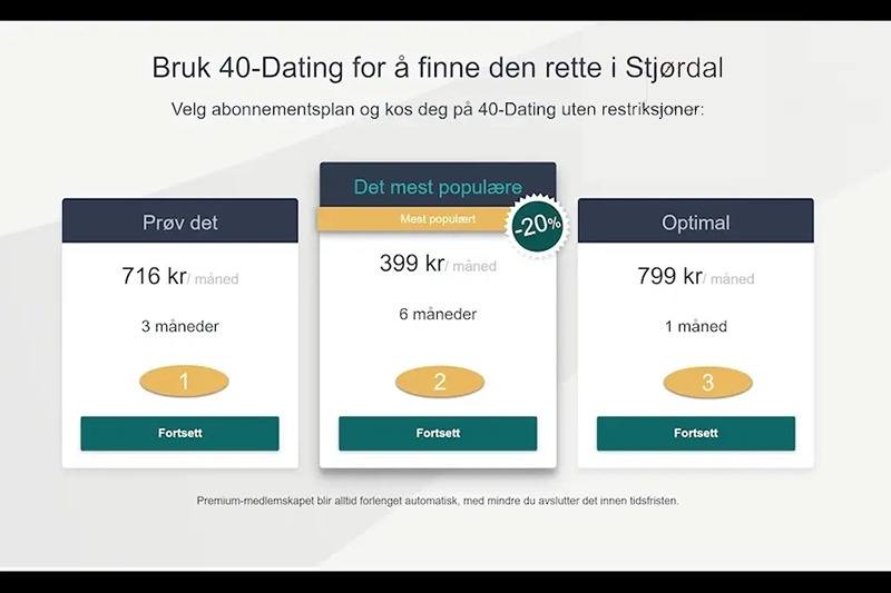 Få full tilgang til 40-Dating med forskjellige abonnementsplaner. Velg det som passer dine behov og budsjett.